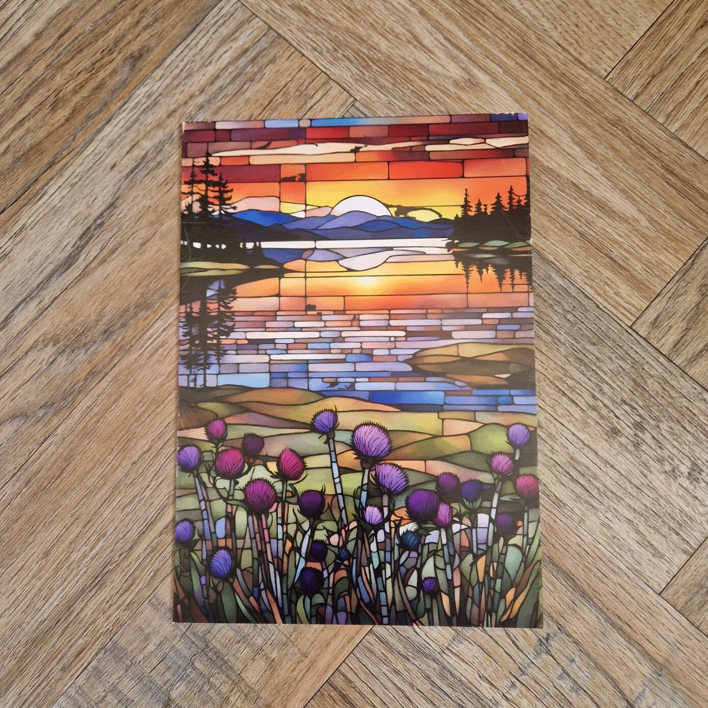 Golden Light Over the Lake Digital Art Blank Greetings Card